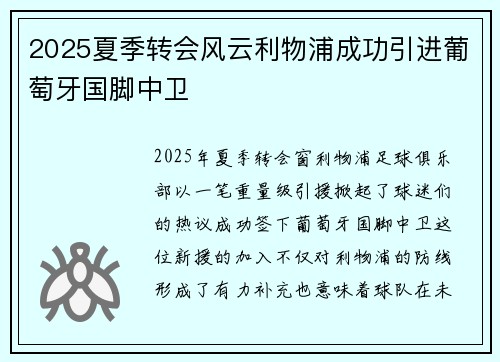 2025夏季转会风云利物浦成功引进葡萄牙国脚中卫